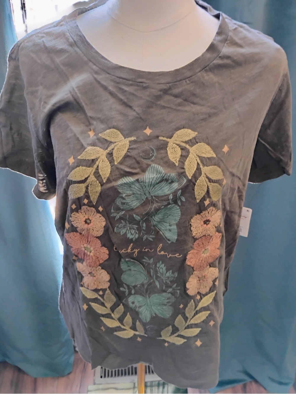 Lucky Brand Olive Green Tee with Subtle Texture